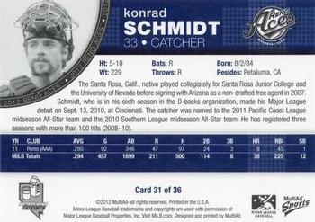 2012 MultiAd Reno Aces #31 Konrad Schmidt Back