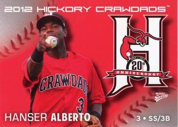2012 MultiAd Hickory Crawdads #4 Hanser Alberto Front
