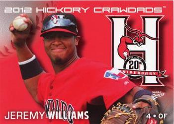 2012 MultiAd Hickory Crawdads #5 Jeremy Williams Front