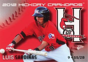 2012 MultiAd Hickory Crawdads #9 Luis Sardinas Front