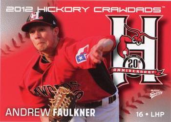 2012 MultiAd Hickory Crawdads #15 Andrew Faulkner Front