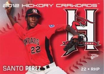2012 MultiAd Hickory Crawdads #20 Santo Perez Front