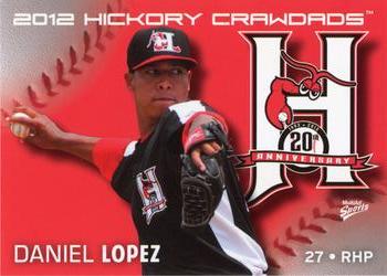 2012 MultiAd Hickory Crawdads #25 Daniel Lopez Front