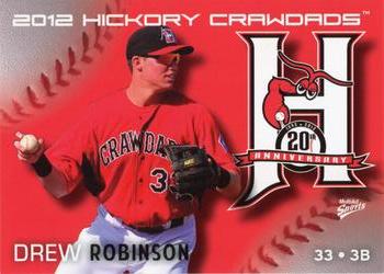 2012 MultiAd Hickory Crawdads #31 Drew Robinson Front