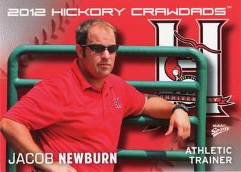 2012 MultiAd Hickory Crawdads #34 Jacob Newburn Front