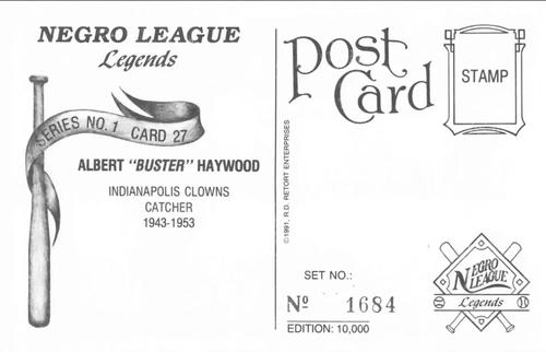 1991 R.D. Retort Enterprises Negro League Legends, Series 1 #27 Albert 