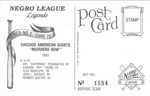 1991 R.D. Retort Enterprises Negro League Legends, Series 1 #75 Chicago American Giants 