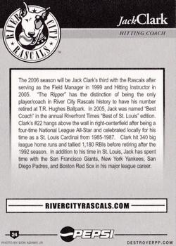 2006 Destroyer River City Rascals #24 Jack Clark Back