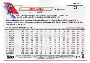 2021 Topps - 70th Anniversary Celebration #27 Mike Trout Back