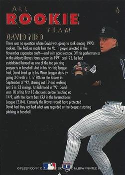 1993 Ultra - All-Rookies #6 David Nied Back