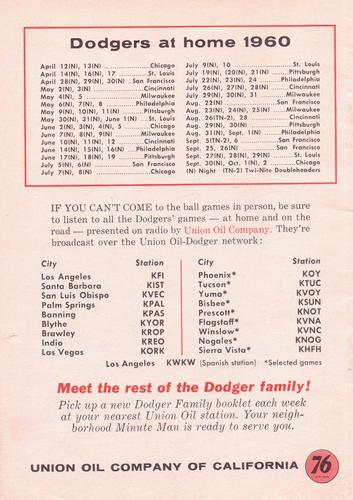 1960 Union Oil 76 Meet The Dodger Family Booklets #NNO Duke Snider Back