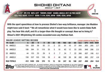 2022 Topps 1st Edition #1 Shohei Ohtani Back
