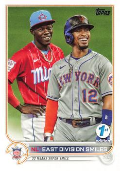 2022 Topps 1st Edition #98 NL East Division Smiles Front