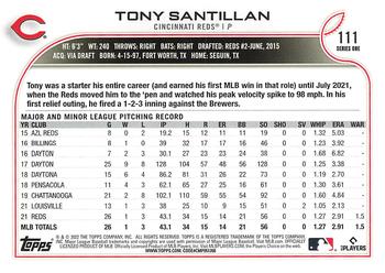 2022 Topps 1st Edition #111 Tony Santillan Back