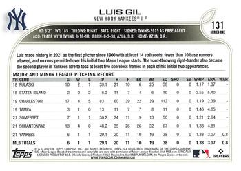 2022 Topps 1st Edition #131 Luis Gil Back