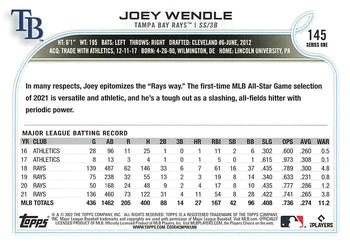 2022 Topps 1st Edition #145 Joey Wendle Back
