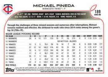 2022 Topps 1st Edition #189 Michael Pineda Back