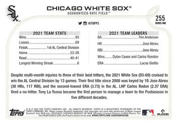 2022 Topps 1st Edition #255 Chicago White Sox Back