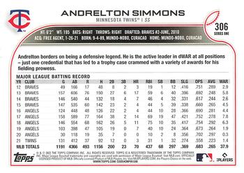 2022 Topps 1st Edition #306 Andrelton Simmons Back