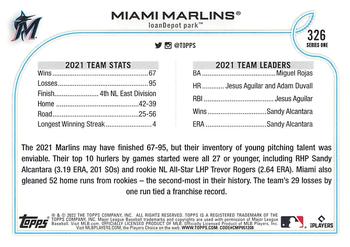 2022 Topps 1st Edition #326 Miami Marlins Back