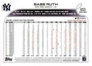 2022 Topps Update #US3 Babe Ruth Back