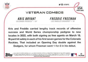 2022 Topps Update #US4 New Tests for the West (Kris Bryant / Freddie Freeman) Back