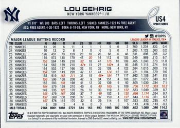 2022 Topps Update #US4 Lou Gehrig Back