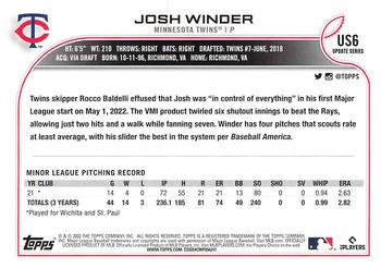 2022 Topps Update #US6 Josh Winder Back