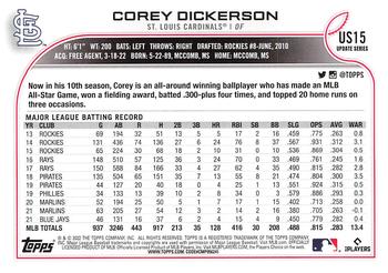 2022 Topps Update #US15 Corey Dickerson Back