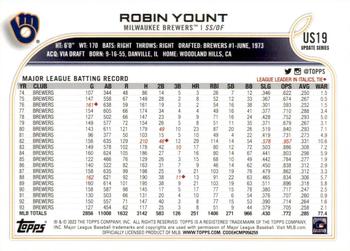 2022 Topps Update #US19 Robin Yount Back