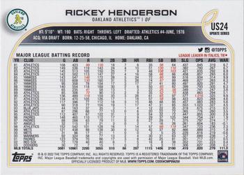 2022 Topps Update #US24 Rickey Henderson Back