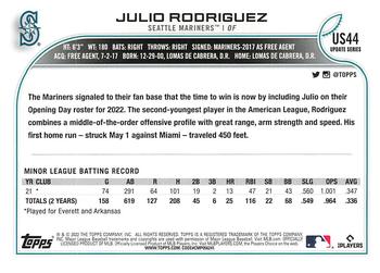 2022 Topps Update #US44 Julio Rodriguez Back