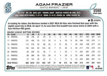 2022 Topps Update #US60 Adam Frazier Back