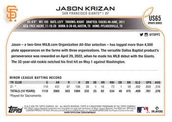 2022 Topps Update #US65 Jason Krizan Back