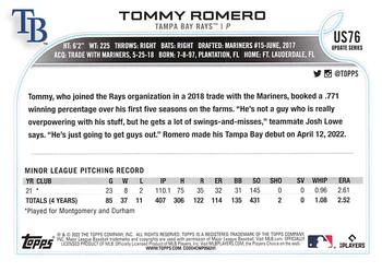 2022 Topps Update #US76 Tommy Romero Back