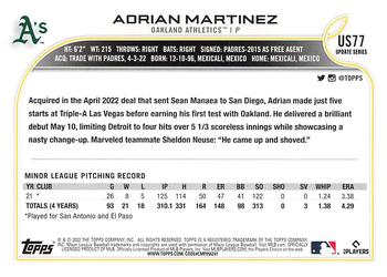 2022 Topps Update #US77 Adrian Martinez Back