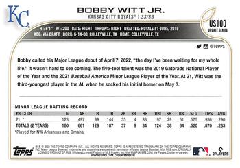 2022 Topps Update #US100 Bobby Witt Jr. Back