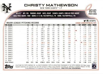 2022 Topps Update #US102 Christy Mathewson Back