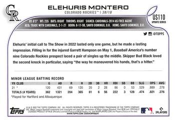 2022 Topps Update #US110 Elehuris Montero Back