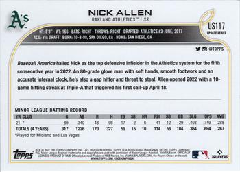 2022 Topps Update #US117 Nick Allen Back
