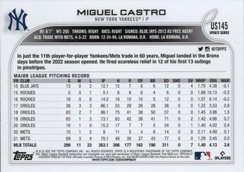2022 Topps Update #US145 Miguel Castro Back