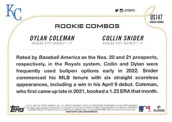 2022 Topps Update #US147 Dylan Coleman / Collin Snider Back