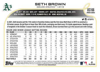 2022 Topps Update #US166 Seth Brown Back