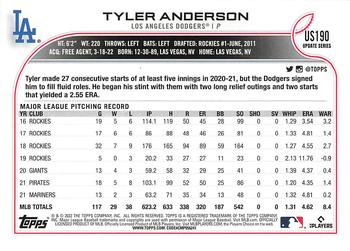 2022 Topps Update #US190 Tyler Anderson Back