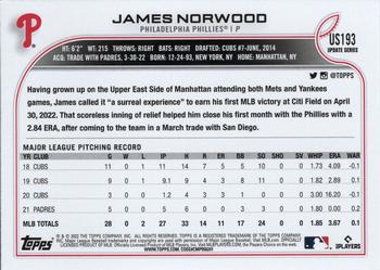 2022 Topps Update #US193 James Norwood Back