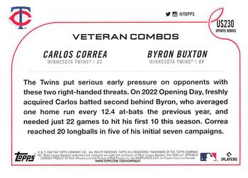 2022 Topps Update #US230 Stars Collide (Carlos Correa / Byron Buxton) Back