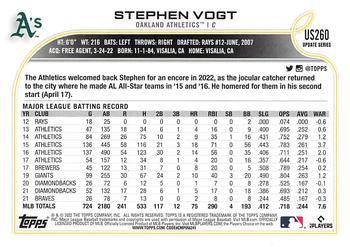 2022 Topps Update #US260 Stephen Vogt Back