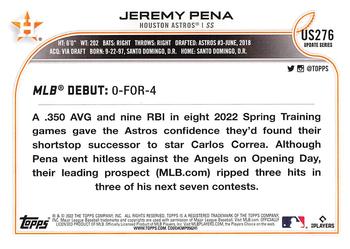 2022 Topps Update #US276 Jeremy Pena Back