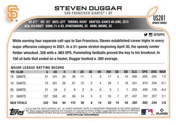 2022 Topps Update #US281 Steven Duggar Back