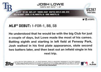 2022 Topps Update #US287 Josh Lowe Back